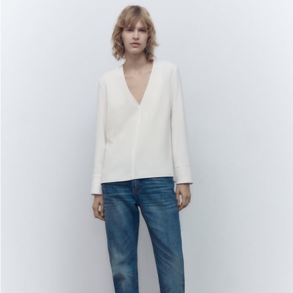 Zara Crepe Blouse with Slits - Picture 1 of 5
